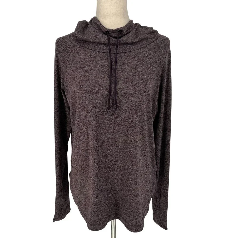 Athleta Womens Uptempo Hoodie Sweatshirt Size M Heathered Mauve Long Sleeve Gym